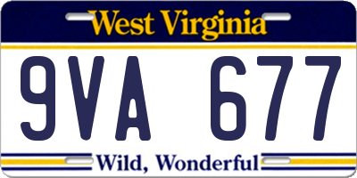 WV license plate 9VA677