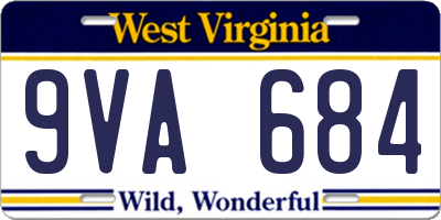 WV license plate 9VA684