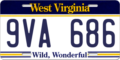 WV license plate 9VA686