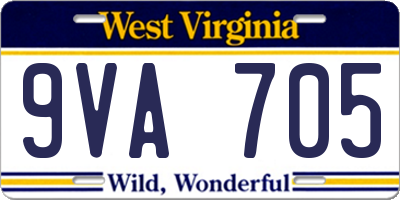 WV license plate 9VA705