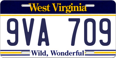 WV license plate 9VA709