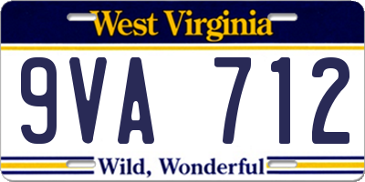 WV license plate 9VA712