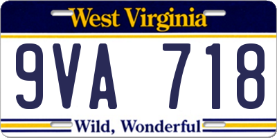 WV license plate 9VA718