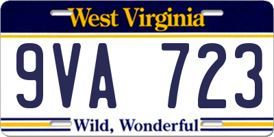 WV license plate 9VA723