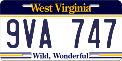 WV license plate 9VA747