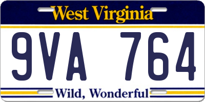 WV license plate 9VA764