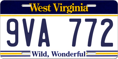 WV license plate 9VA772
