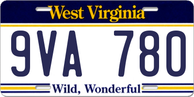 WV license plate 9VA780