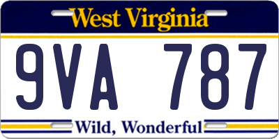 WV license plate 9VA787