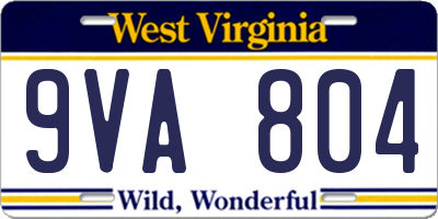 WV license plate 9VA804
