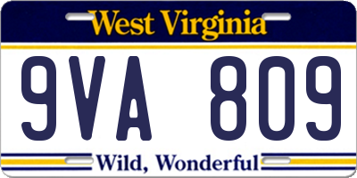 WV license plate 9VA809