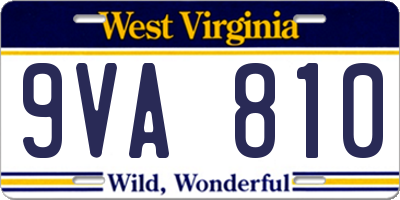 WV license plate 9VA810