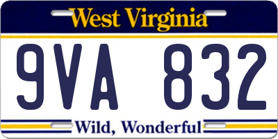 WV license plate 9VA832
