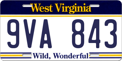 WV license plate 9VA843