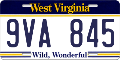 WV license plate 9VA845
