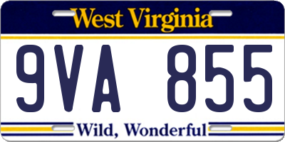 WV license plate 9VA855