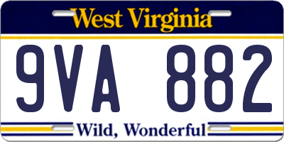 WV license plate 9VA882