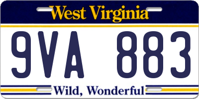WV license plate 9VA883