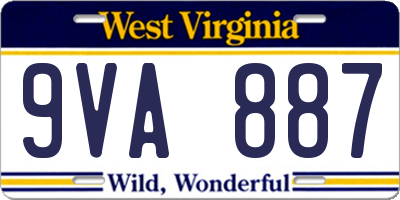 WV license plate 9VA887