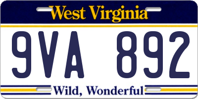 WV license plate 9VA892