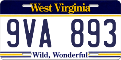 WV license plate 9VA893