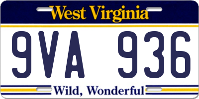 WV license plate 9VA936