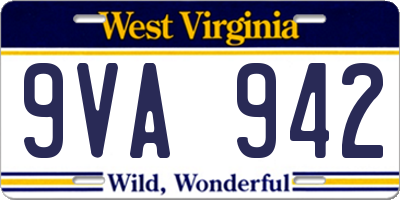 WV license plate 9VA942