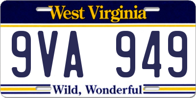 WV license plate 9VA949