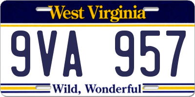 WV license plate 9VA957
