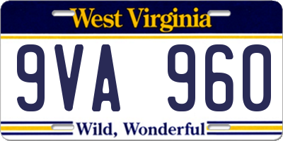 WV license plate 9VA960