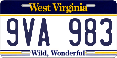 WV license plate 9VA983