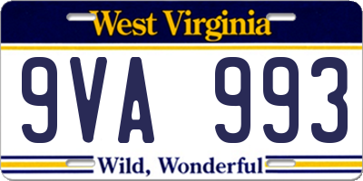 WV license plate 9VA993