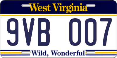 WV license plate 9VB007