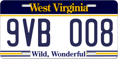 WV license plate 9VB008