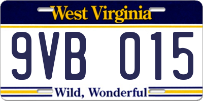 WV license plate 9VB015