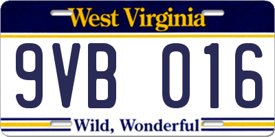 WV license plate 9VB016
