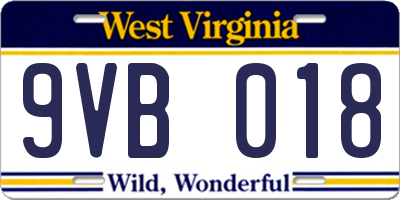 WV license plate 9VB018