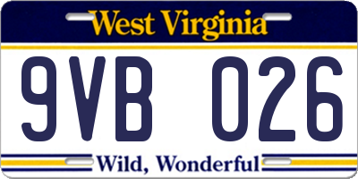 WV license plate 9VB026