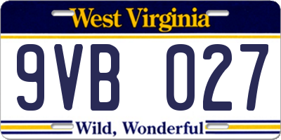 WV license plate 9VB027