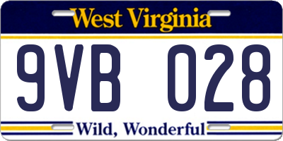 WV license plate 9VB028
