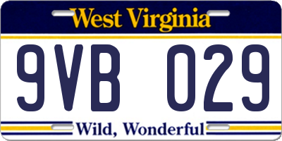 WV license plate 9VB029