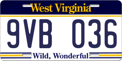 WV license plate 9VB036