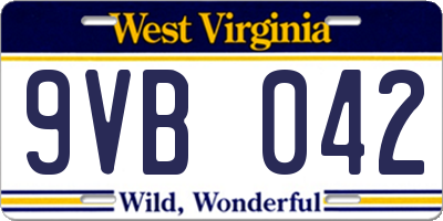 WV license plate 9VB042