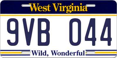 WV license plate 9VB044