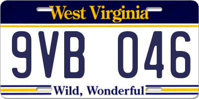 WV license plate 9VB046