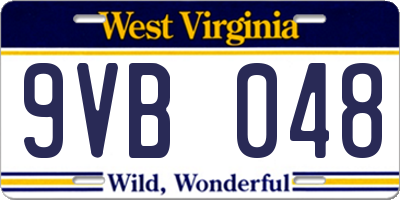 WV license plate 9VB048