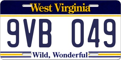 WV license plate 9VB049