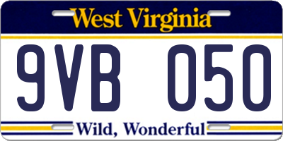WV license plate 9VB050