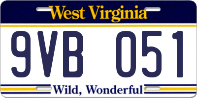 WV license plate 9VB051