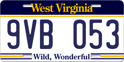 WV license plate 9VB053